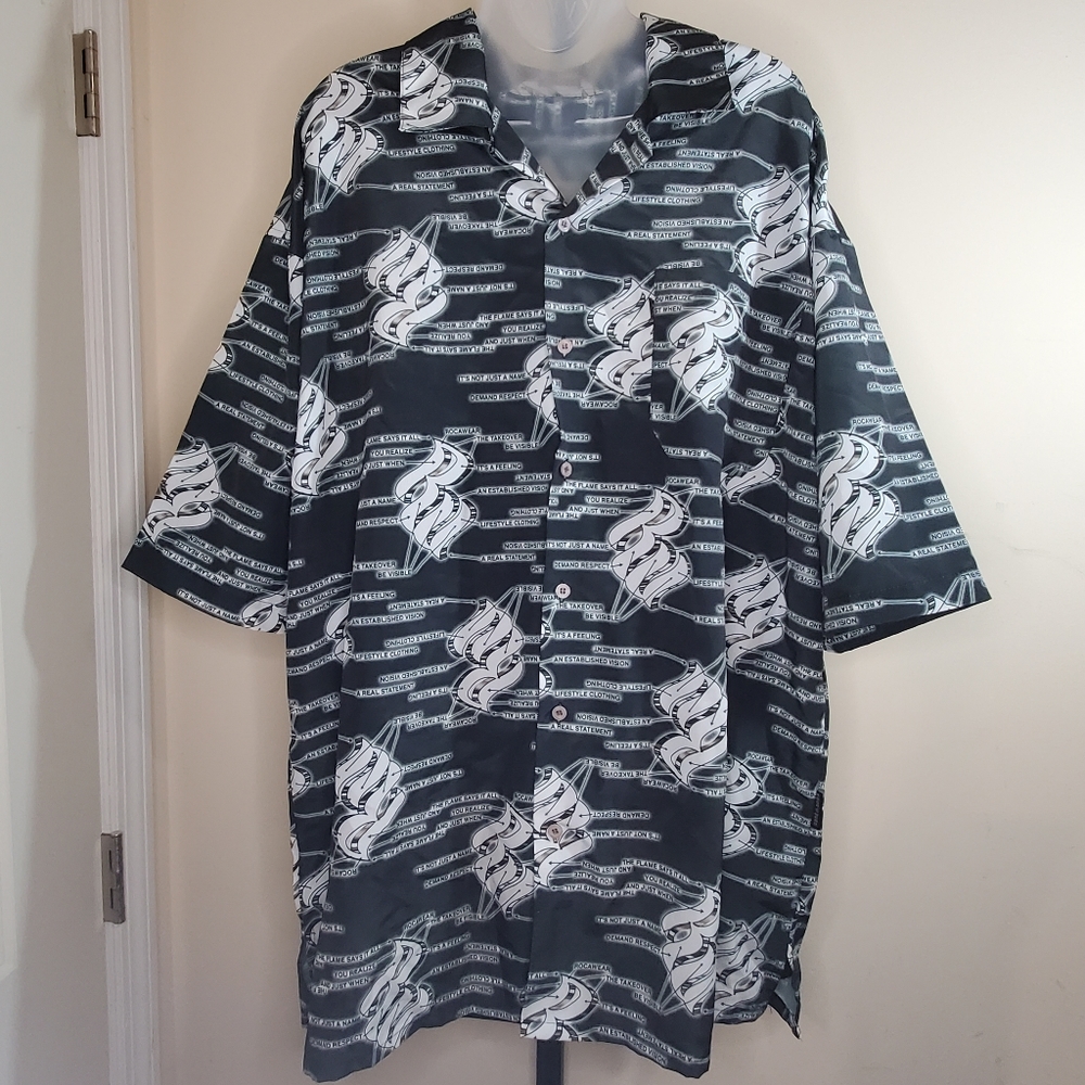 Rocawear Black Button Down Collared Short Sleeve … - image 1